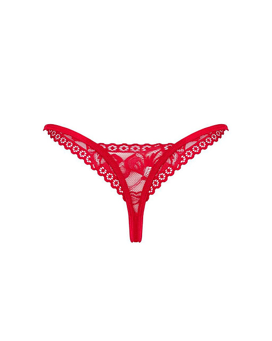 Мереживні стрінги Obsessive Lacelove thong XL/2XL Red, низька посадка Sex Aura Київ - фото 4