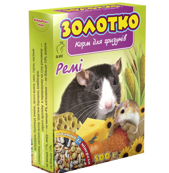 Корм "Золотко" для гризунів "Ремі" 500 г (Круг) Вінниця - фото 1