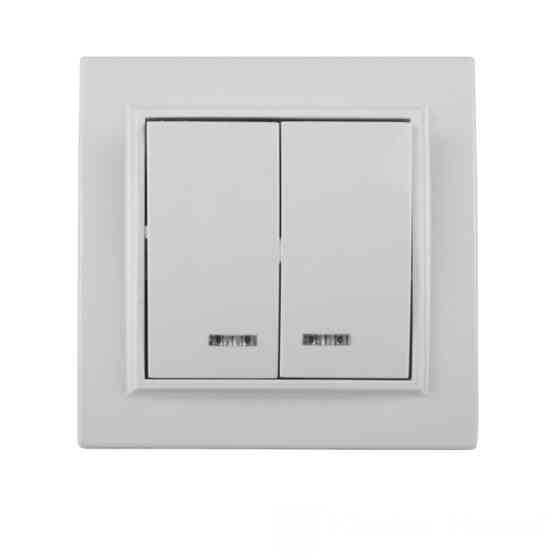 Вимикач подвійний з підсвічуванням, Enzo  білий Дніпро