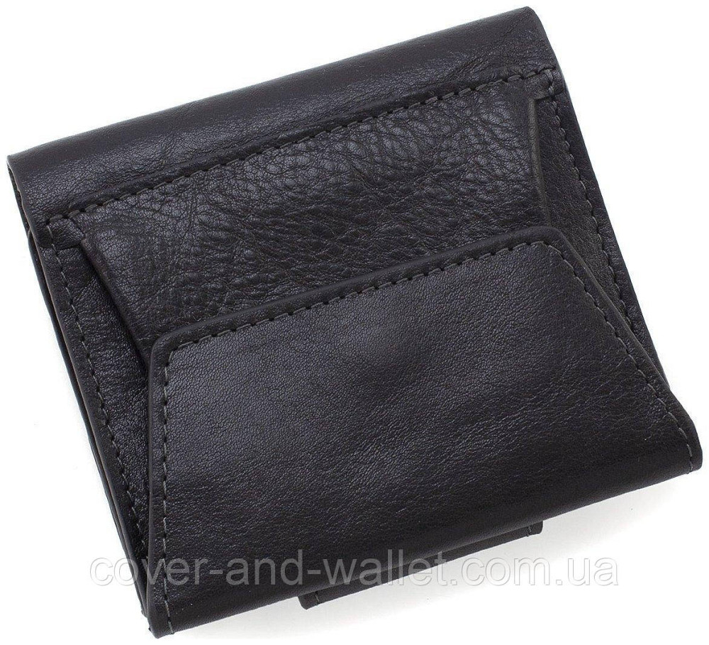 Солідний чоловічий гаманець з італійської шкіри чорного кольору Grande Pelle 502410 Київ - фото 2