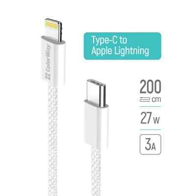 Дата кабель USB-C to Lightning 2.0m PD 27W braided gray ColorWay (CW-CBPDCL068-GR) Винница