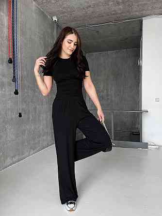 Жіночий прогулянковий костюм: футболка та штани з турецької віскози Чорний, 44/46 Одеса