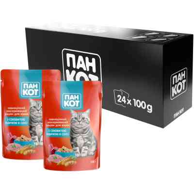 Влажный корм для кошек Пан Кот индейка в соусе 100 г (4820111141005) Винница