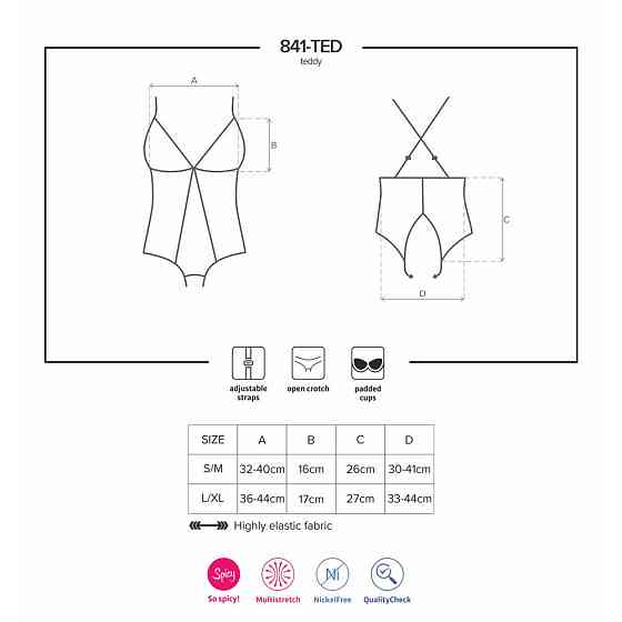 Боді із прозорої сіточки Obsessive 841-TED-1 з відкритим доступом, чорний, S/M Sex Aura Київ