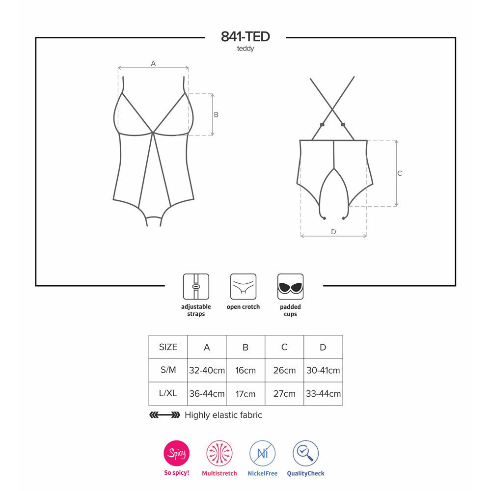 Боді із прозорої сіточки Obsessive 841-TED-1 з відкритим доступом, чорний, S/M Sex Aura Київ - фото 5