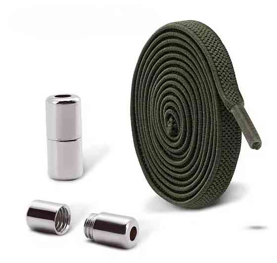 Шнурки еластичні без зав'язок з металевими застібками Темно-зелений Смела