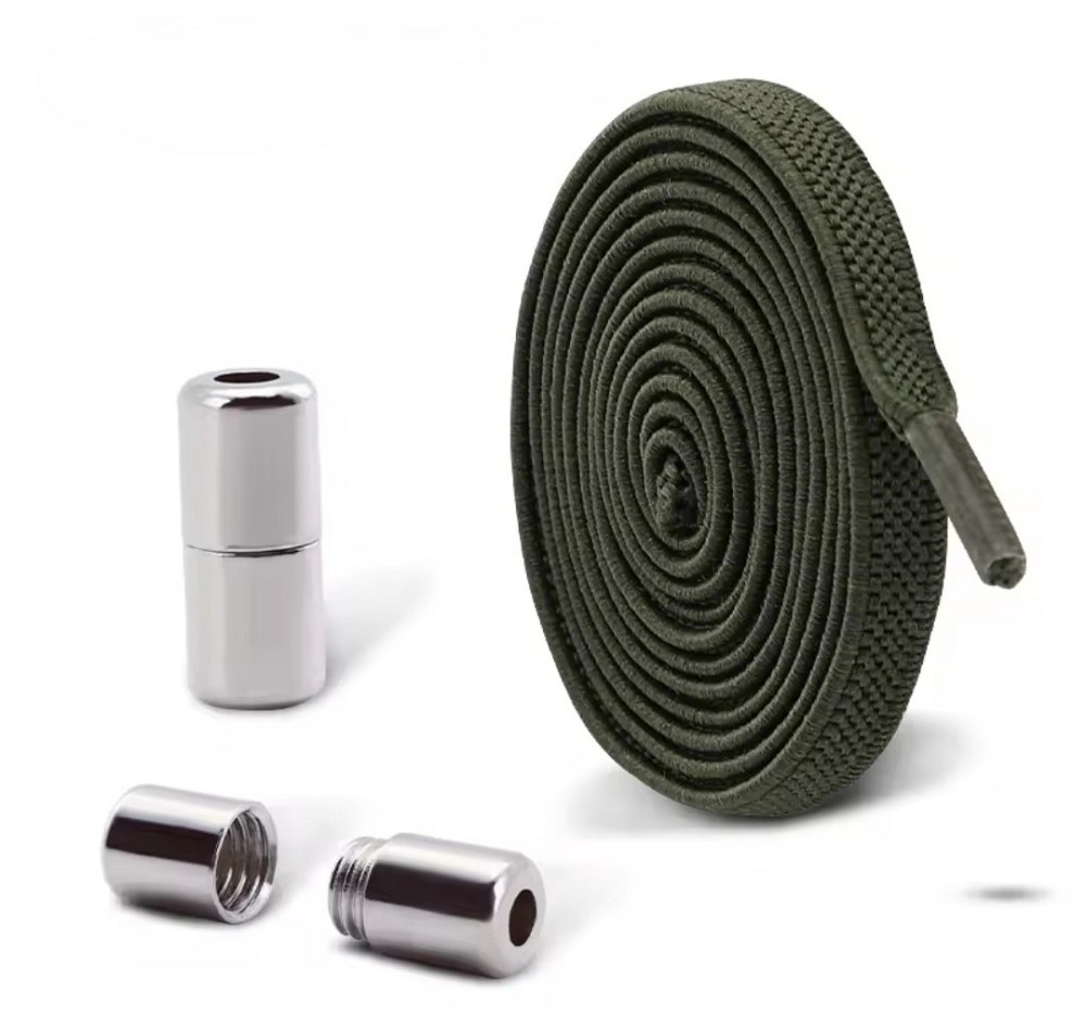 Шнурки еластичні без зав'язок з металевими застібками Темно-зелений Смела - изображение 2