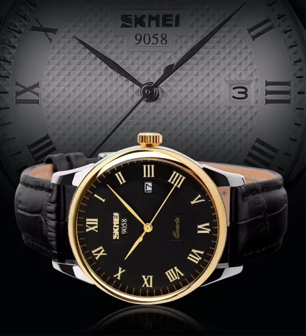 Чоловічий наручний годинник Skmei 9058 Чорний з золотим Київ - фото 6