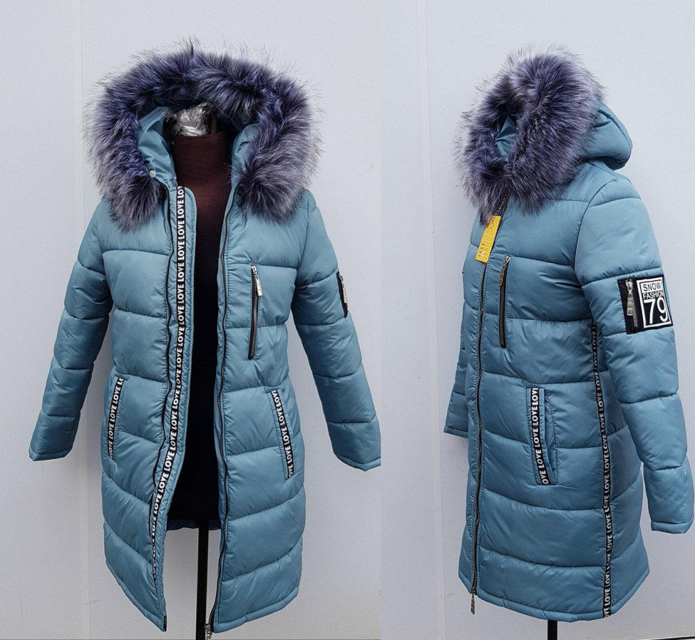 Женские пуховики модные удлиненные. Куртка женская зимняя с капюшоном. Цвет бирюза. Киев - изображение 8