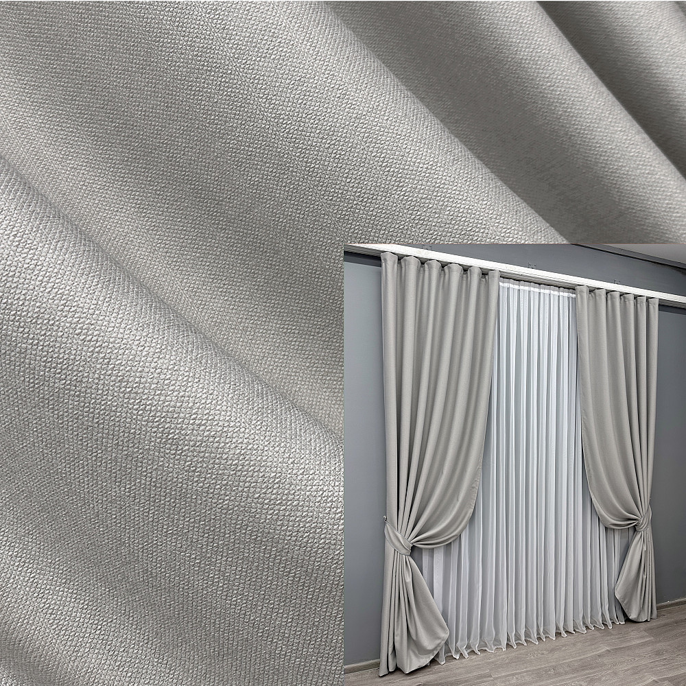 Комплект готових штор VR-Textil Шеніл однотонний № 1690ш Попелястий 150х270 см 2 шт (33-0585) Київ - фото 1