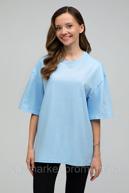 Футболка оверсайз RAY OVERSIZE жіноча блакитна (U0104W-Sky Blue) L/XL Київ - фото 1
