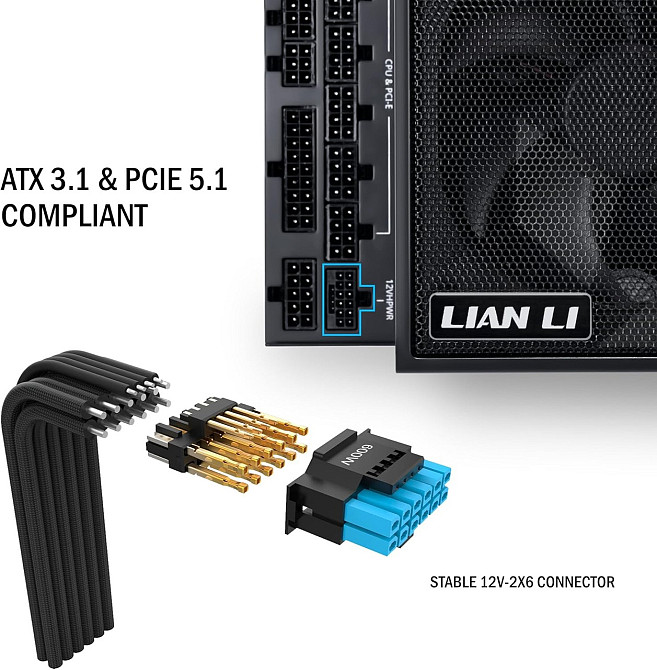 Блок живлення Lian Li EDGE1000, 80 Plus Platinum, Black, EU Cord (G9P.EG1000.BE00.EU) ( 12755 ) Харьков - изображение 5