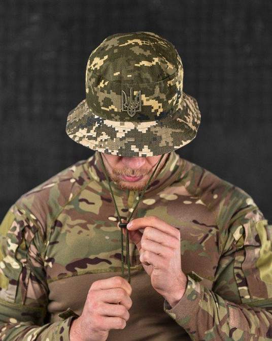 Панама чоловіча тактична маскувальна темний піксель герб ВТ6682 Одеса - фото 5