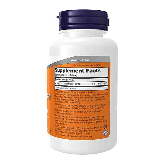 Триптофан NOW L-Tryptophan Double Strength 1000mg - 60 tabs Київ