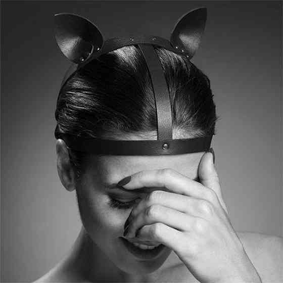Маска кішечки Bijoux Indiscrets MAZE - Cat Ears Headpiece Black, екошкіра Sex Aura Київ