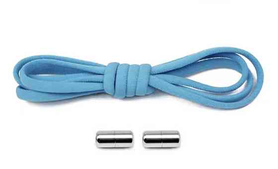 Шнурки эластичные полукруглые без завязок с металлическими застежками Голубой Смела