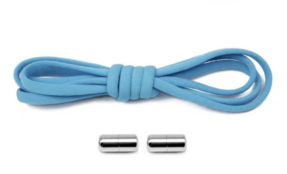 Шнурки эластичные полукруглые без завязок с металлическими застежками Голубой Смела - изображение 1