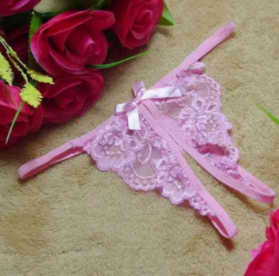Еротичні рожеві трусики жіночі з розрізом - розмір універсальний, (на резинці, тягнуться) Київ