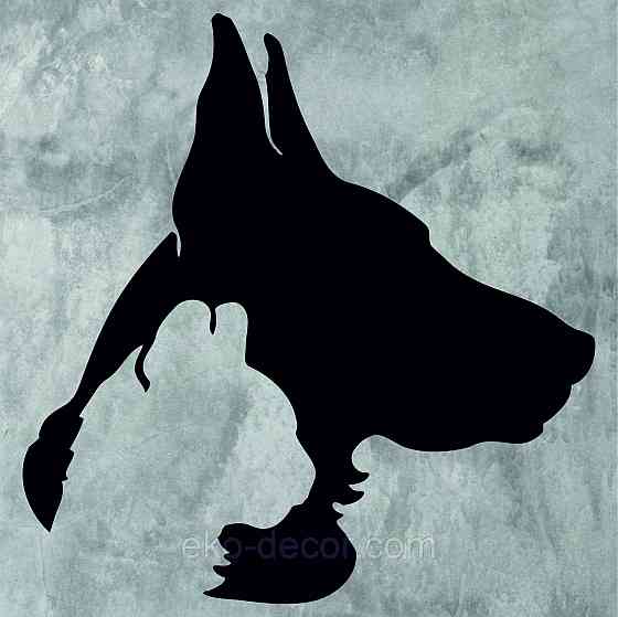 Декоративное настенное Панно «Силуэт кот пес», Декор на стену 90*87 см, Черный Киев