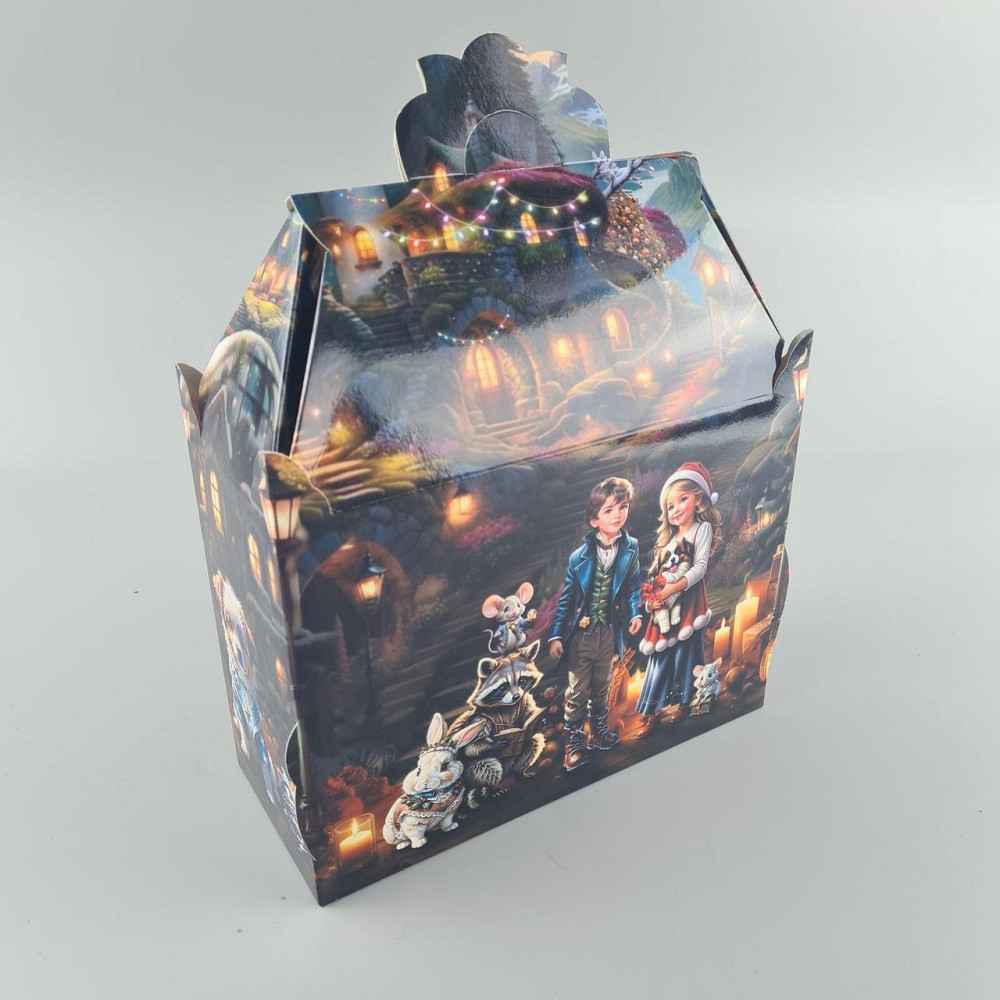 Новогодняя подарочная картонная упаковка для конфет (1000грм) №201 