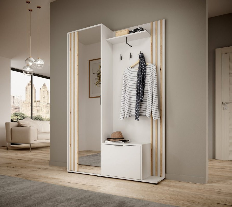 Передпокій з дзеркалом Perfect Home Неллі / Nelly 2-дверний Білий/дуб артизан (PFH-091303) Дніпро - фото 2