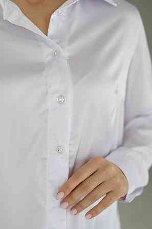 Жіноча шовкова сорочка класична "Milena" |Батал Білий, 54-56 Київ