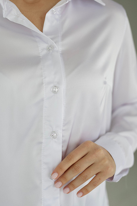 Жіноча шовкова сорочка класична Milena Батал 54-56, Білий Київ - фото 5