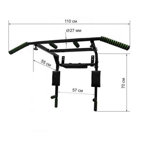 Турнік-бруси настінний Iron 4 в 1 з м'якими ручками чорний NE-TR-4B Вінниця
