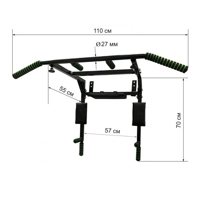 Турнік-бруси настінний Iron 4 в 1 з м'якими ручками чорний NE-TR-4B Вінниця - фото 3