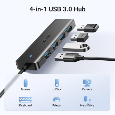 Концентратор Ugreen USB 3.0 to 4хUSB 3.0 1.0m Space Gray CM219 (35574) Вінниця - фото 2