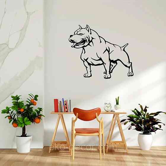 Декоративное настенное Панно «Американский питбультерьер» Декор на стену 70*58 см, Черный Киев