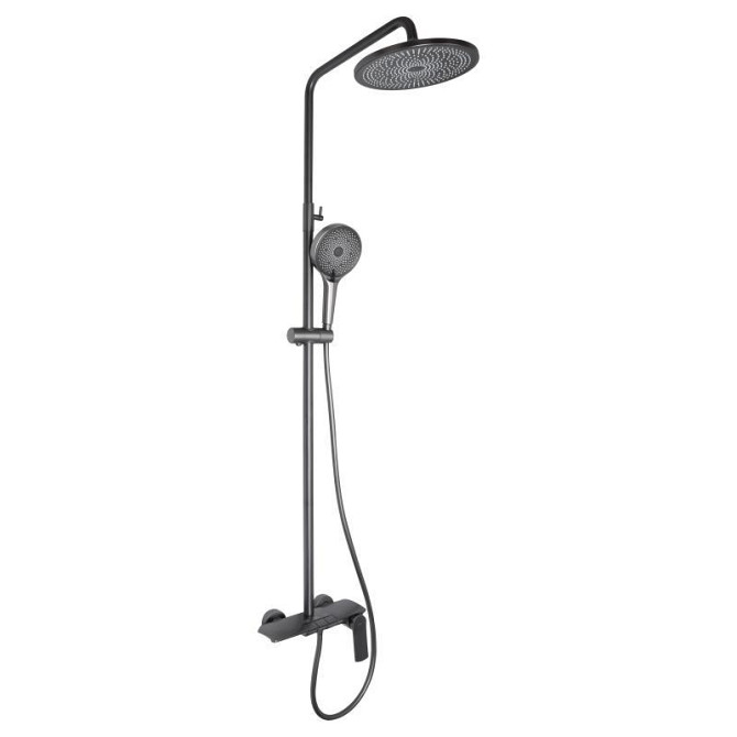Душевая система из латуни Qtap Slavonice на три потребителя (с изливом) QTSLA111GMB45905 Gunmetal Black Харьков - изображение 1