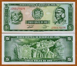 Перу/Peru 5 Soles 1974 Pick 99 UNC Полтава - изображение 1