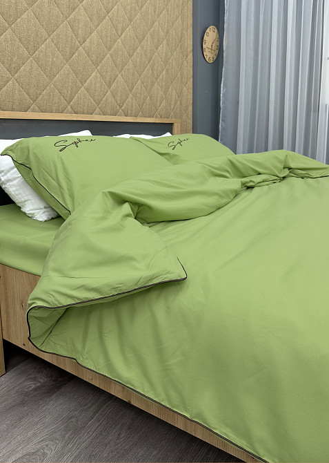 Комплект постільної білизни Сатин, Євро 200х230 Оливковий (88-152) Київ - фото 7