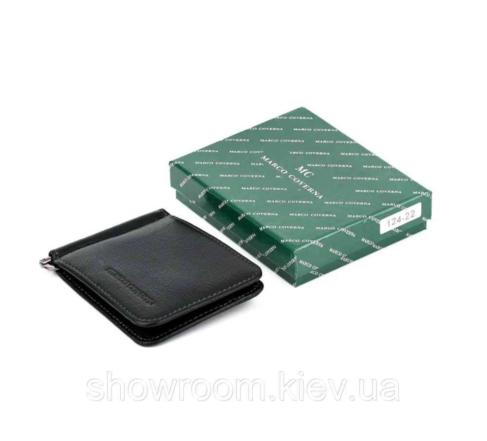 Шкіряний затиск для грошей на магніті Marco Coverna (124) black Київ - фото 1