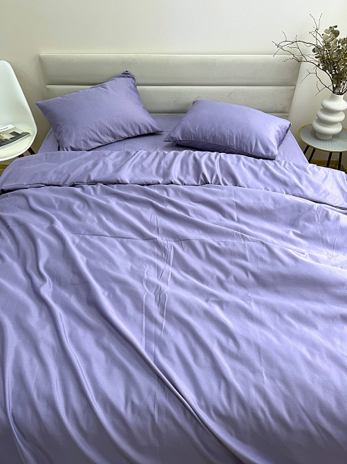 Ecotton Комплект постільної білизни Ecotton полуторний 150х215 см однотонний фіолетовий Nid Pur Коломия - фото 5
