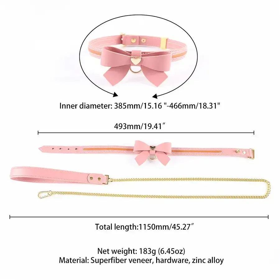 Повідець LOCKINK SEVANDA Love Heart Butterfly Leather Collar Set - Pink Львов - изображение 6