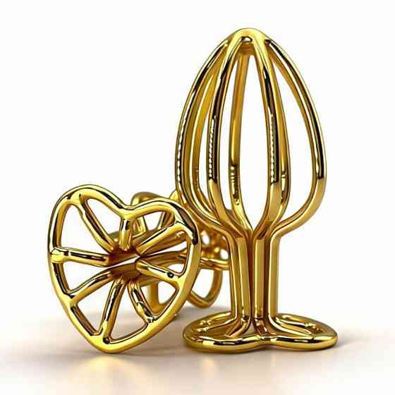 Анальная пробка ALUME, M, каркасная, золотая, 7.4 х 3.5 см Sex Aura Киев