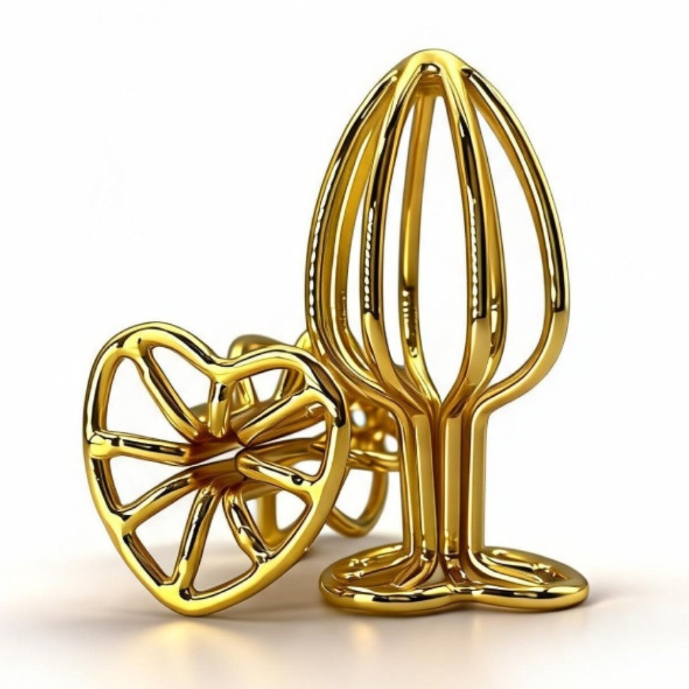 Анальная пробка ALUME, M, каркасная, золотая, 7.4 х 3.5 см Sex Aura Киев - изображение 4