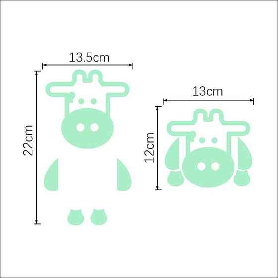 Фосфорна наклейка Корова 12 на 13 см салатовий Київ