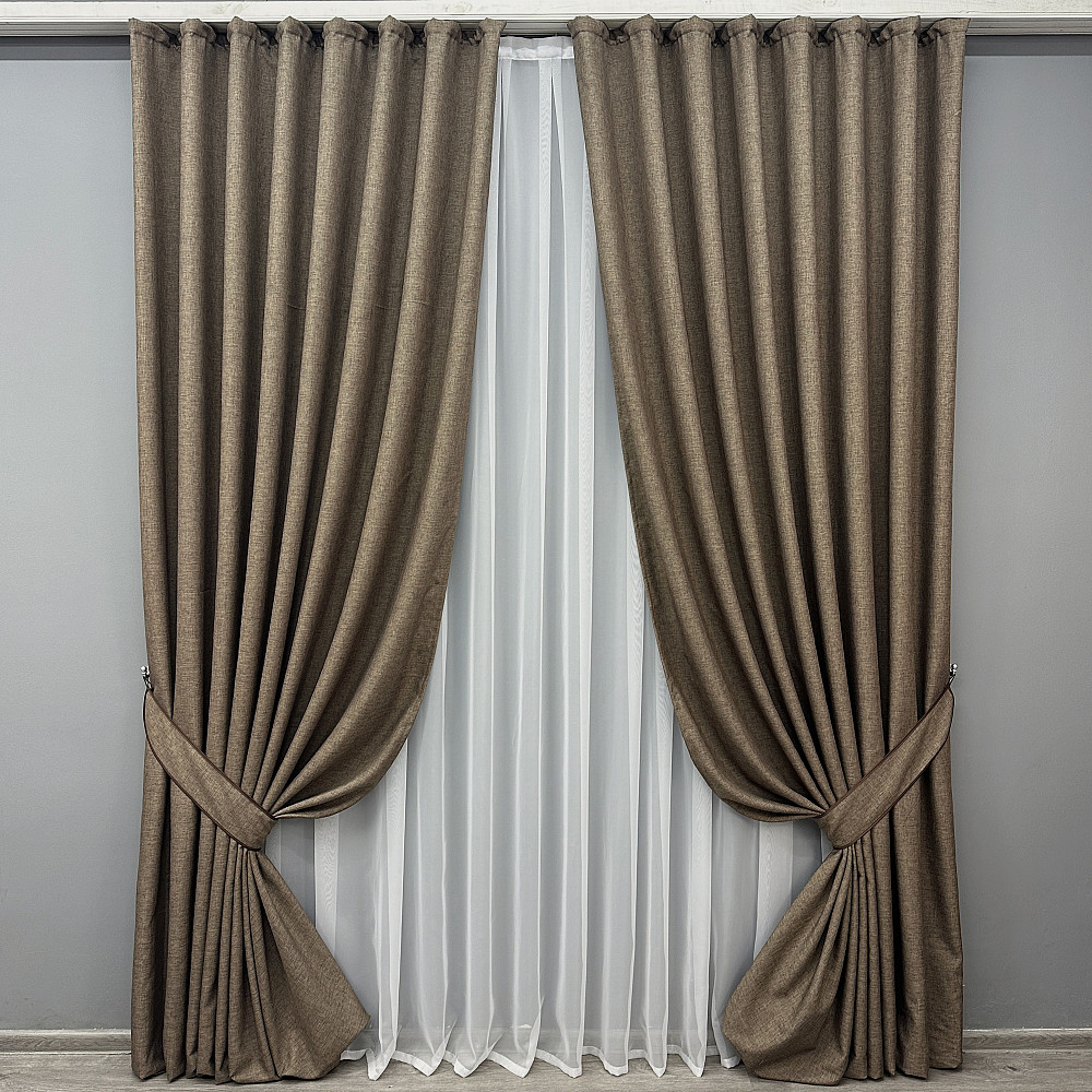 Комплект готових штор VR-Textil ALORA-TON № 1873ш Какао 200х290см 2 шт (32-163) Київ - фото 2