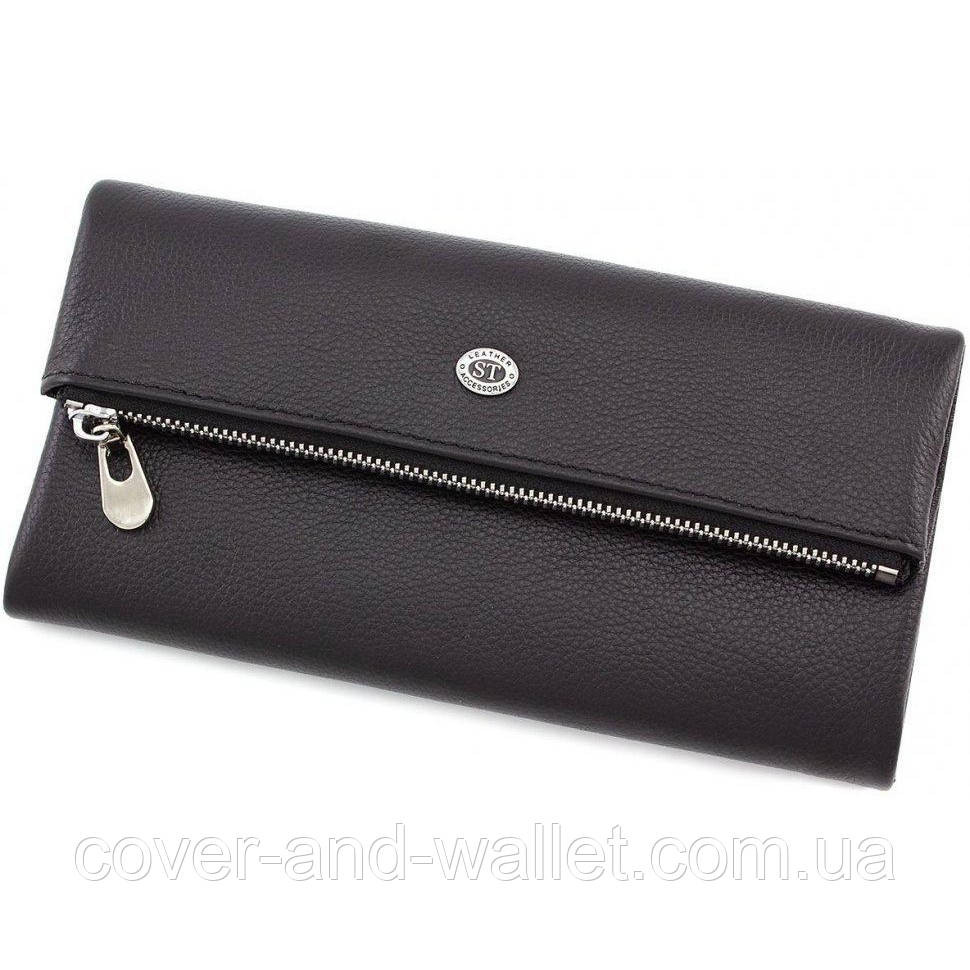 Модный женский длинный кожаный кошелек черного цвета ST Leather 269 Киев - изображение 1