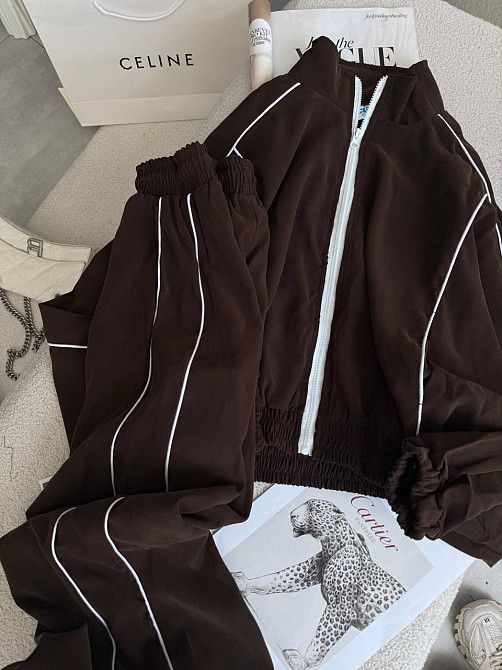 Женский стильный трендовый костюм двойка купра Шоколад, 44/46 Одесса - изображение 2