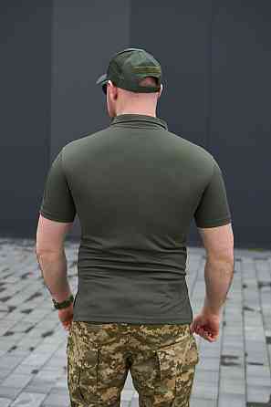 Оливковая поло футболка мужская летняя  для военнослужащего тактическая поло с липучками под     WAR Львов