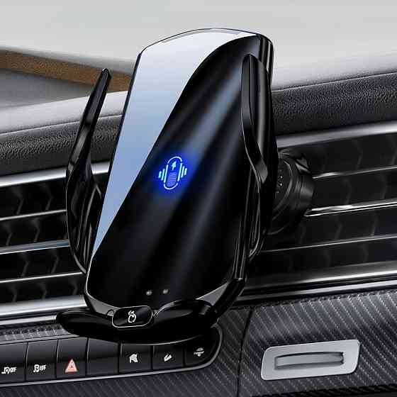 Держатель для телефона,автомобильный с беспроводной магнитной зарядкой 15W Type-C, Micro, Lightning, чёрный Каменец-Подольский