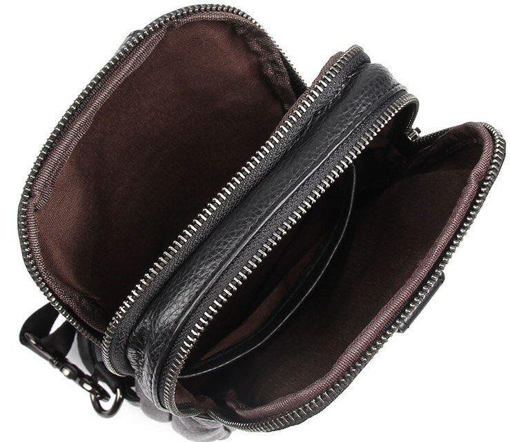 Сумка мужская кожаная в зернистой коже через плечо Vintage 14950 Черная Киев - изображение 7