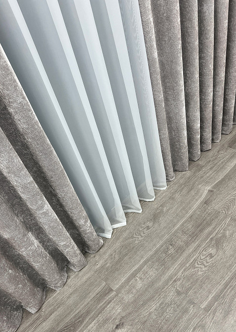 Шторна преміум тканина шеніл однотонний, колекція "VELMIRA Rich" колір світло-сірий 1925ш Київ - фото 7