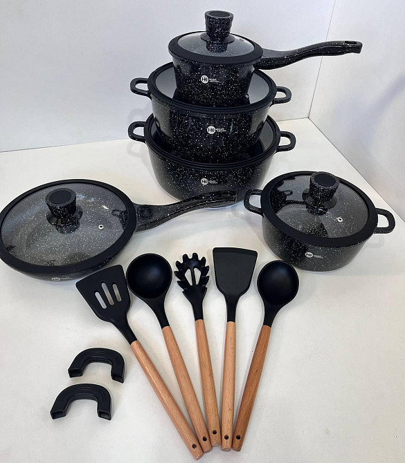 НК-316 Посуда набор круглих кастрюль (17 предметов) + силикон принадлежности Higher Kitchen (4) Одесса - изображение 5