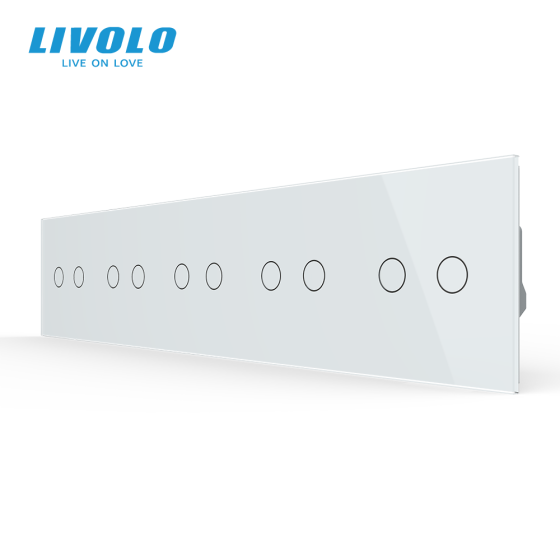 LIVOLO Сенсорний вимикач 10 сенсорів (2-2-2-2-2) Livolo білий скло (VL-C710-11) Коломыя
