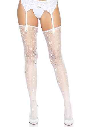 Чулки Leg Avenue Daisy Dot Fishnet Stockings One Size White Sex Aura Киев